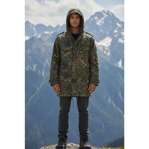 Brandit Men's Military Jacket Army Green faux fur lining Size M